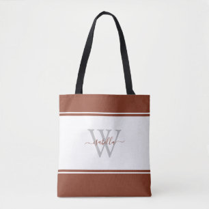 Bolsa Tote Saco de Toque de Rusta de Script Moderno em Monogr