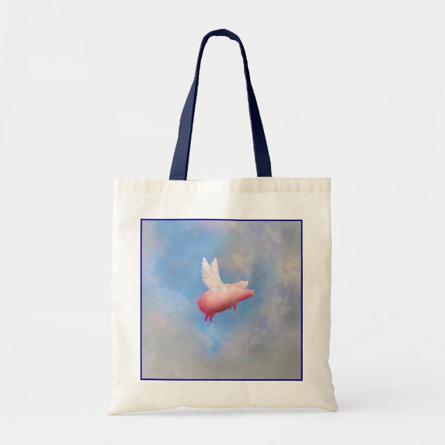Bolsa Tote Saco de Toque de Suíno Voador (Frente)