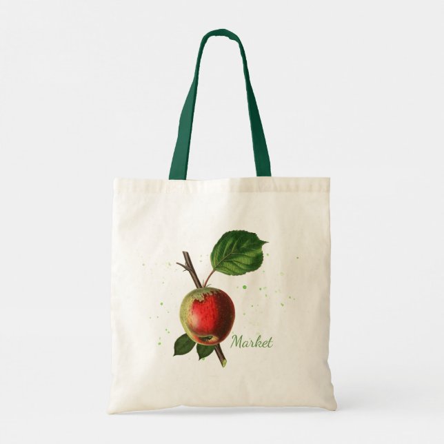 Bolsa Tote Saco de Toque do Mercado Apple Reutilizável (Verso)