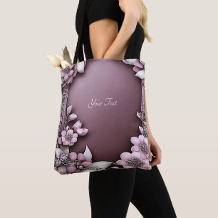 Bolsa Tote Saco de Toque Floral Rosa