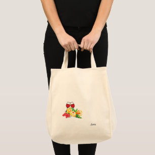 Bolsa Tote Saco de Toque: Frutas e Vinho