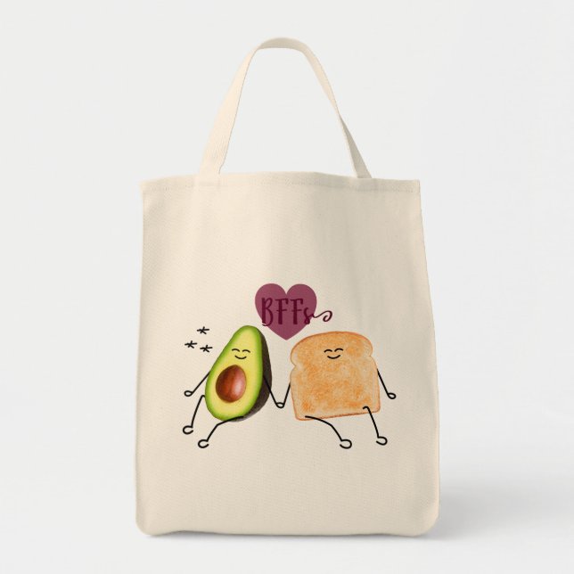 Bolsa Tote Saco de Toque Orgânico de Algodão Avocado (Frente)