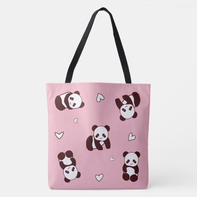 Bolsa Tote Saco de Toque Rosa Panda (Frente)