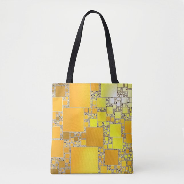 Bolsa Tote Saco de Toques Amarelo e Laranja Quadrado (Frente)