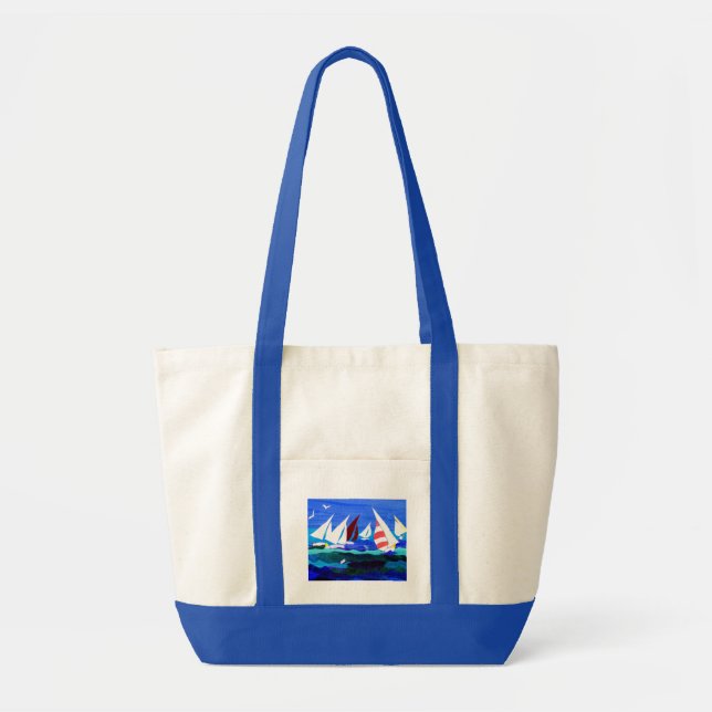 Bolsa Tote Saco de toques "Barcos à vela" (Frente)