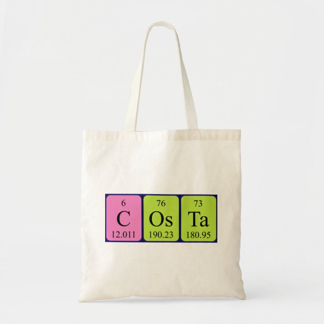 Bolsa Tote saco de toques com nome de mesa periódica da Costa (Frente)