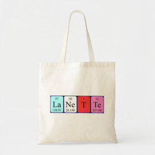 Bolsa Tote saco de toques com nome de mesa periódica da lane