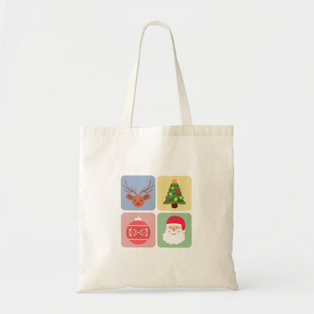 Bolsa Tote Saco de toques de férias com ícone de Natal modern (Frente)