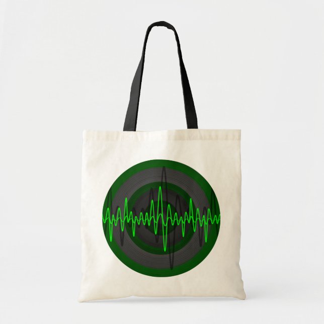 Bolsa Tote Saco de toques de orçamento verde redondo (Frente)
