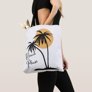 Bolsa Tote Saco de Toques de Praia Amarela Branca e Preta