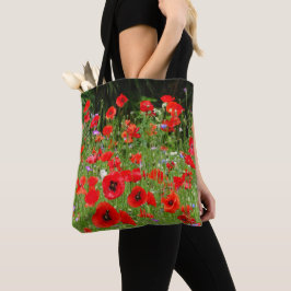 Bolsa Tote Saco de Toques do Campo de Poppies Vermelhos