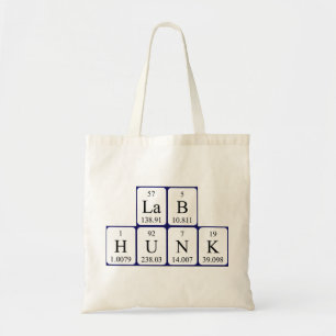 Bolsa Tote Saco de toques do nome da mesa periódica do Lab H