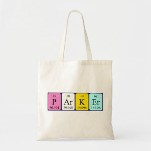 Bolsa Tote Saco de toques do nome de mesa periódica do Parker