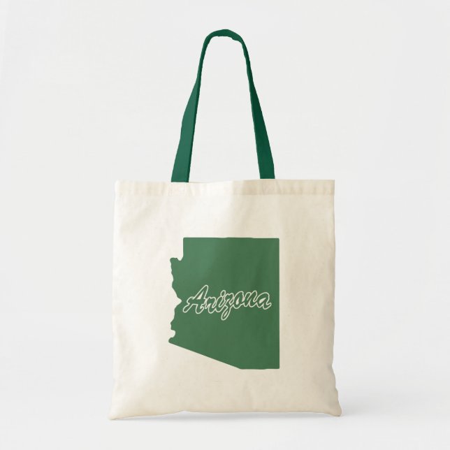 Bolsa Tote Saco de Toques em Forma de Arizona Verde Florestal (Frente)
