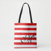 Saco de Toques Monograma e Stripes - Vermelho