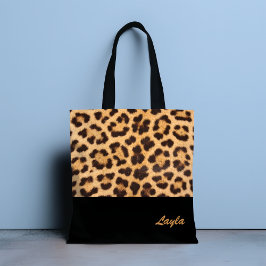 Bolsa Tote Saco de Toques Personalizado da Impressão do Leopa