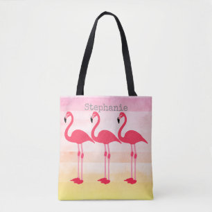 Bolsa Tote saco de toques personalizado de flamingo rosa pers