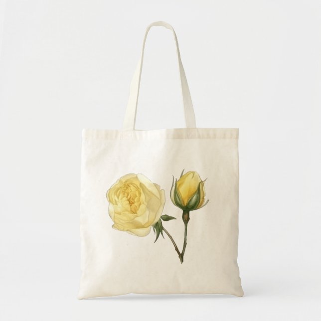 Bolsa Tote Saco de toques "Rosa Amarela com Bud" (Frente)