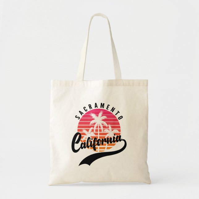 Bolsa Tote Saco de Toques Sunset do Sacramento Retro (Frente)