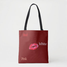 Bolsa Tote Saco de Toques Vermelho, Branco e Rosa