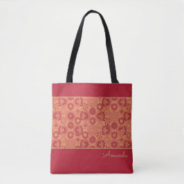 Bolsa Tote Saco de toques vermelho e laranja