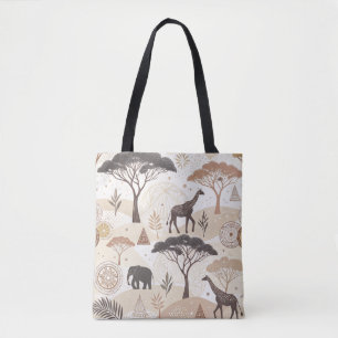 Bolsa Tote Saco de Tota Africano "Safari-Themed" com Animais