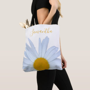 Bolsa Tote Saco de Tota Amarelo Branco da Margarida
