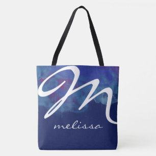 Bolsa Tote saco de tota azul-impressão com nome