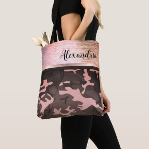 Bolsa Tote Saco de Tota Chic Chic, cor-de-rosa e marrom