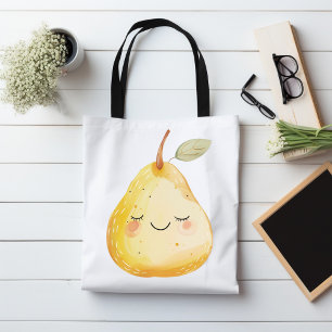 Bolsa Tote Saco de Tota com Ilustração de Pear Cuta, Fruta