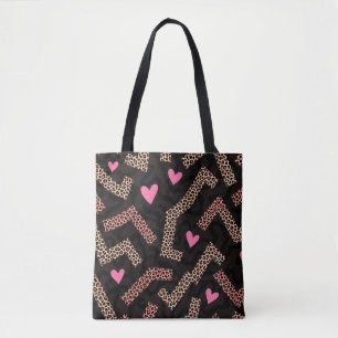 Bolsa Tote Saco de Tota Coração de Impressão Leopardo Rosa co