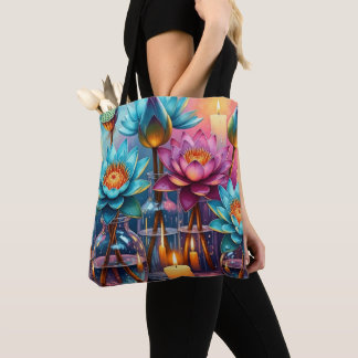 Bolsa Tote Saco de Tota de Aquarela Blooming - Artefactos Vib