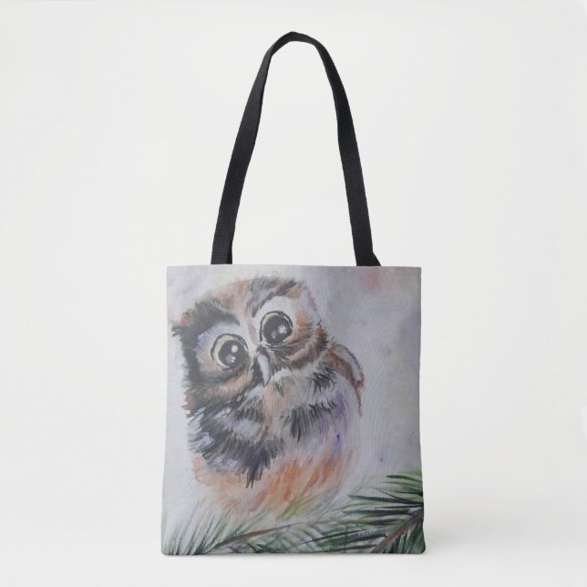 Bolsa Tote Saco de Tota de Bebê-Coruja - Pintura (Frente)