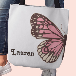 Bolsa Tote Saco de Tota de Borboleta Rosa Grande Único, Saco