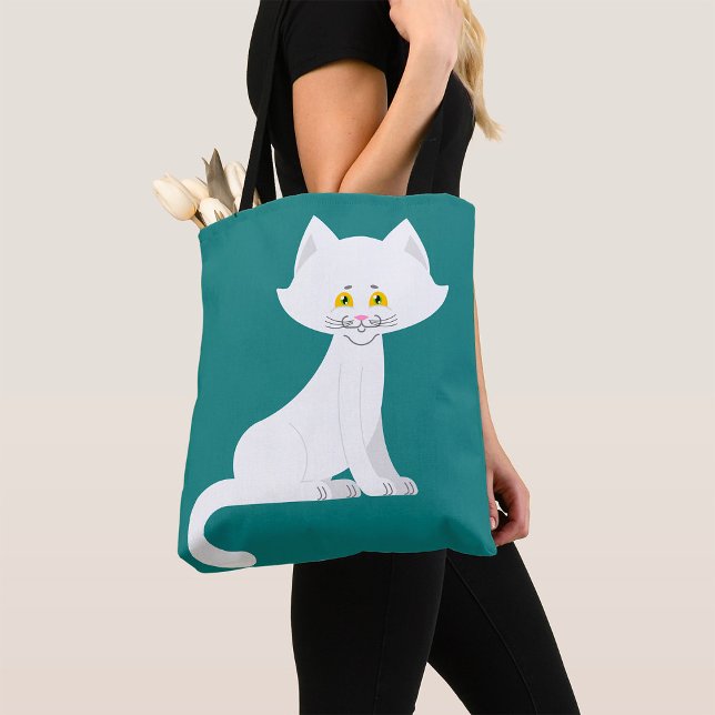 Bolsa Tote Saco de Tota de Gato Branco (Criador carregado)