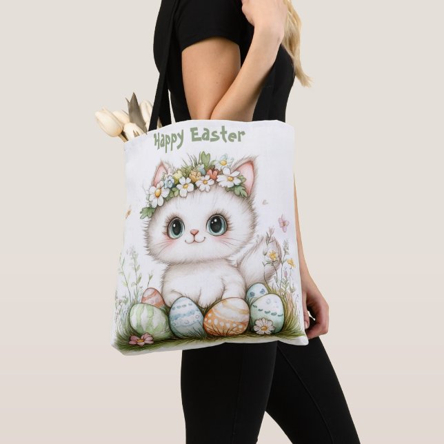Bolsa Tote Saco de Tota de Gato de páscoa - Gato de Gato com  (Close Up)