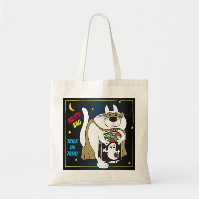 Bolsa Tote Saco de Tota de Gato Feliz de Halloween (Frente)