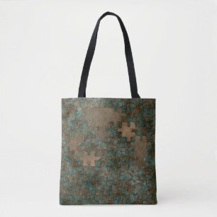 Bolsa Tote saco de tota de metal quebra-cabeça oxidado