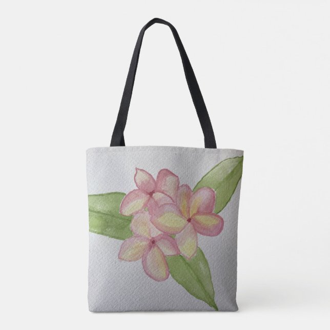 Bolsa Tote Saco de tota de tecido com design floral de frangi (Verso)