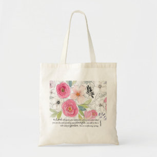 Bolsa Tote Saco de Tota de Watercolor com Escritura Isaiah 58