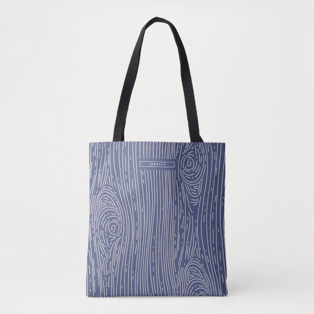 Bolsa Tote Saco de Tota do Abstrato de Grãos de Madeira Branc (Frente)