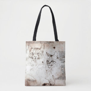 Bolsa Tote Saco de Tota do Gato Leonardo da Vinci