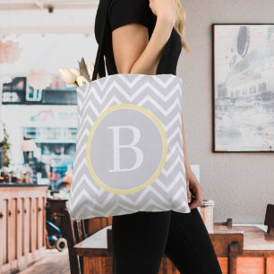 Bolsa Tote Saco de Tota do Monograma Amarelo