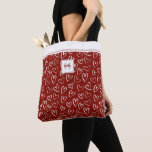 Bolsa Tote Saco de Tota do Monograma de Padrão do Coração Bra<br><div class="desc">Um monograma fofo de padrão cardíaco. Faz um presente de Dia de os namorados excelente.</div>