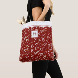 Bolsa Tote Saco de Tota do Monograma de Padrão do Coração Bra