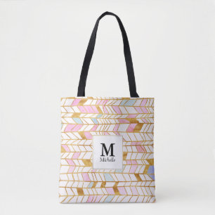 Bolsa Tote Saco de Tota do Monograma do Padrão de Cevão Ros