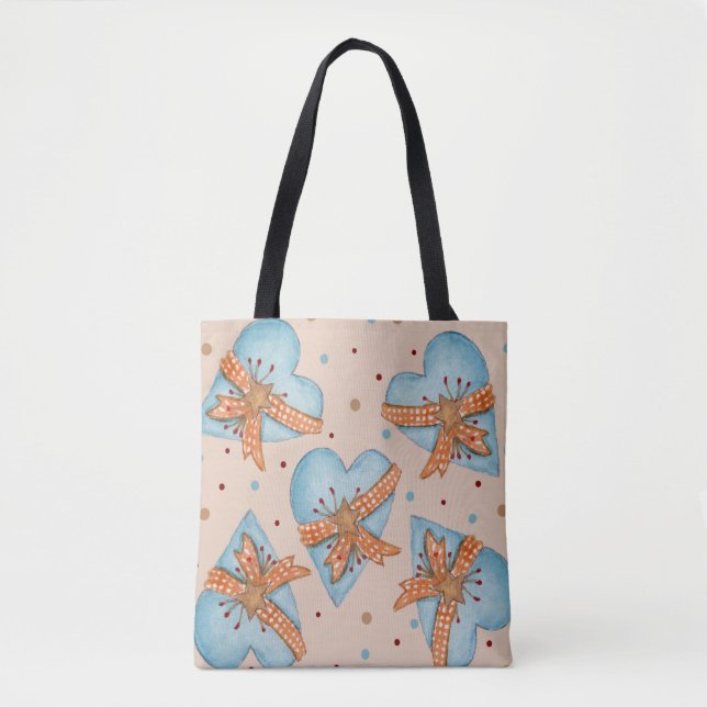 Bolsa Tote Saco De Tota Do Ombro De Corações E Bolinhas (Frente)