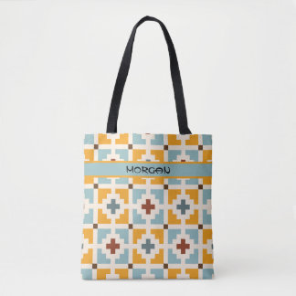 Bolsa Tote Saco de Tota do Padrão Geométrico do Azulejo Retro
