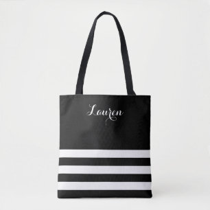 Bolsa Tote Saco de Tota em Branco e Preto