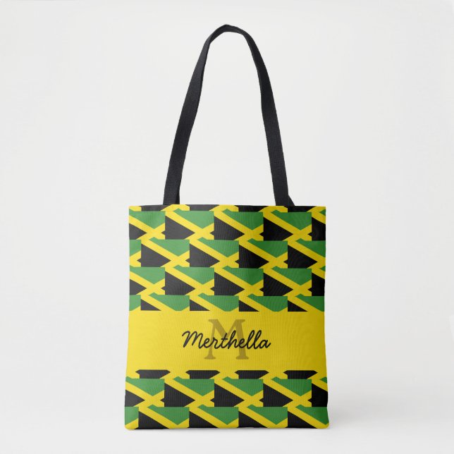 Bolsa Tote Saco de Tota FLAG JAMAICA do Monograma Personaliza (Frente)